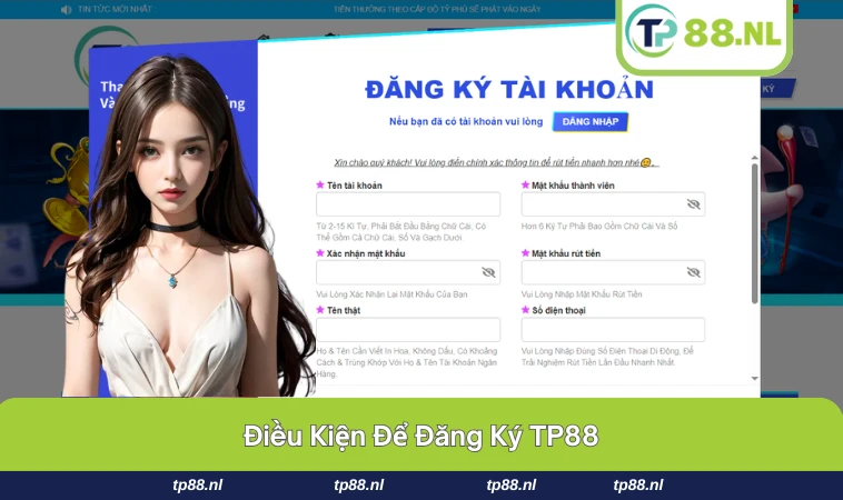 Một số điều kiện cần biết khi đăng ký tài khoản TP88.