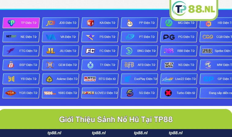 Giao diện sảnh nổ hũ tại TP88 trên màn hình.