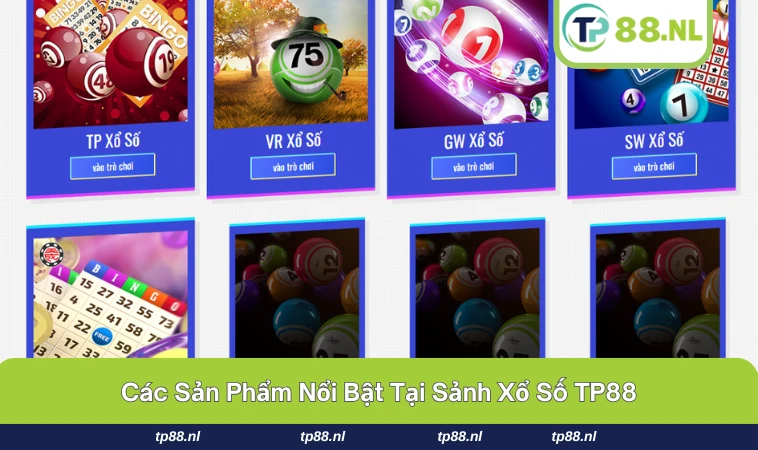 Nhiều sản phẩm hấp dẫn trong sảnh xổ số TP88.